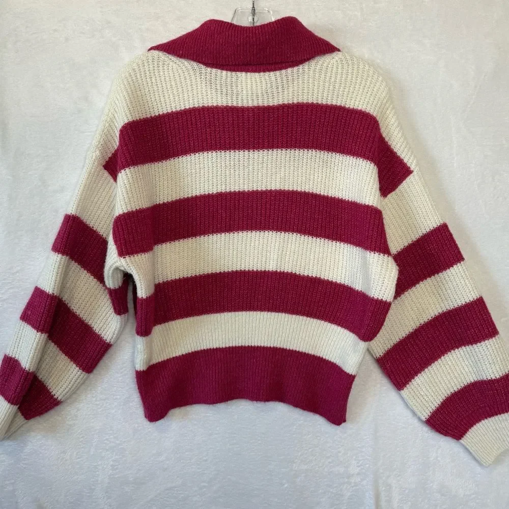 ASOS Design Pink and‎ White Rugby Striped Women's Sweater Size 4 Preppy